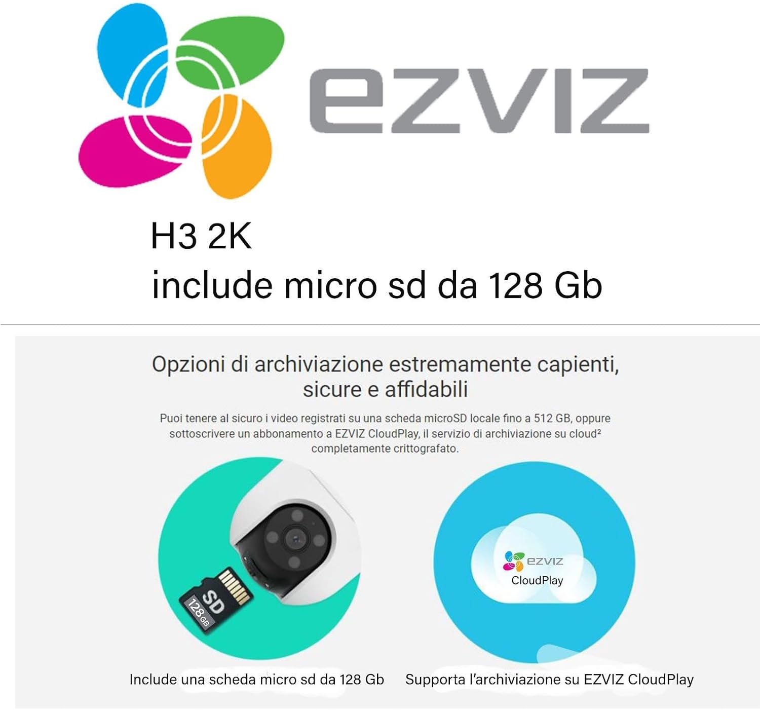 Ezviz H3 2k Telecamera Smart Home Wi-Fi da esterno Ezviz H3 2k Telecamera Smart Home Wi-Fi da esterno